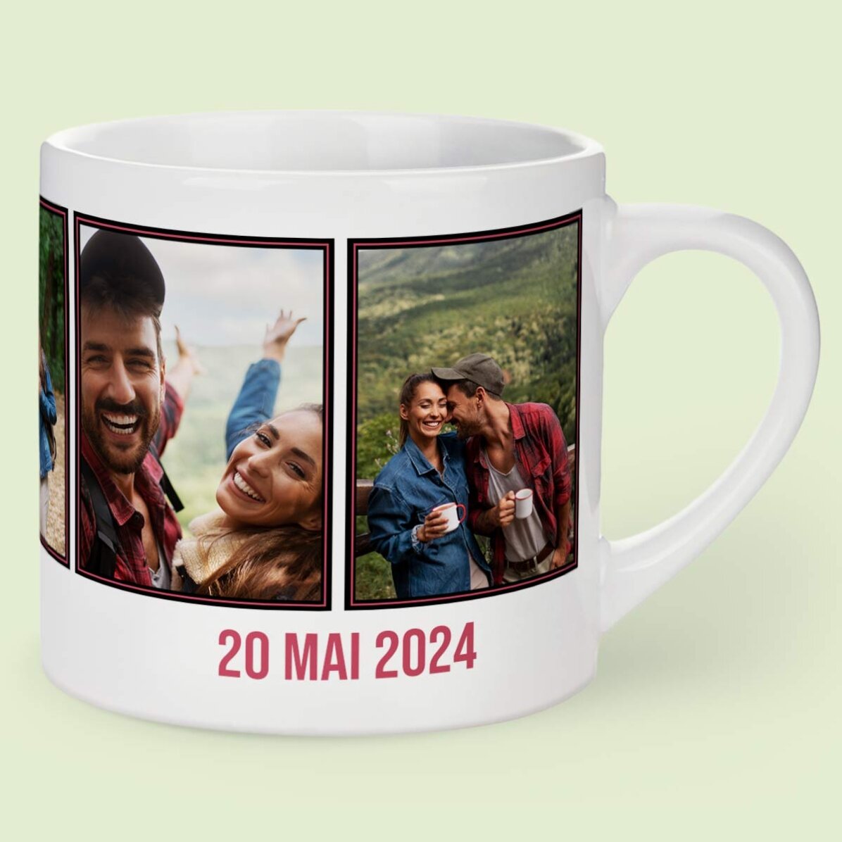 Tasse à espresso personnalisée avec 5 photos et un texte - Souvenirs