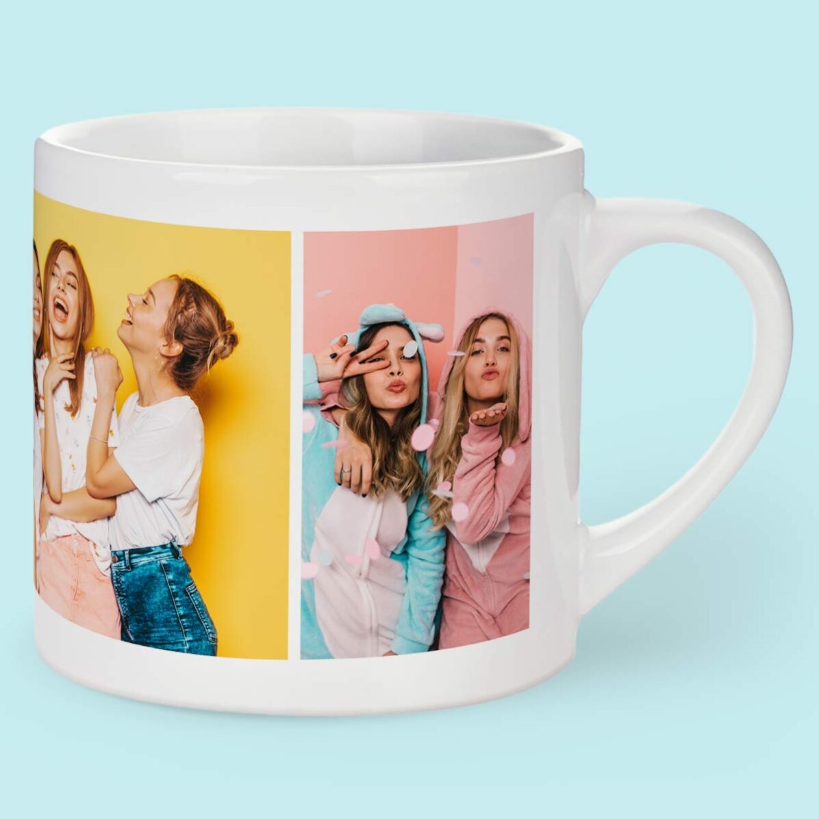 Tasse à expresso personnalisée avec 5 photos et un texte - Les plus beaux souvenirs