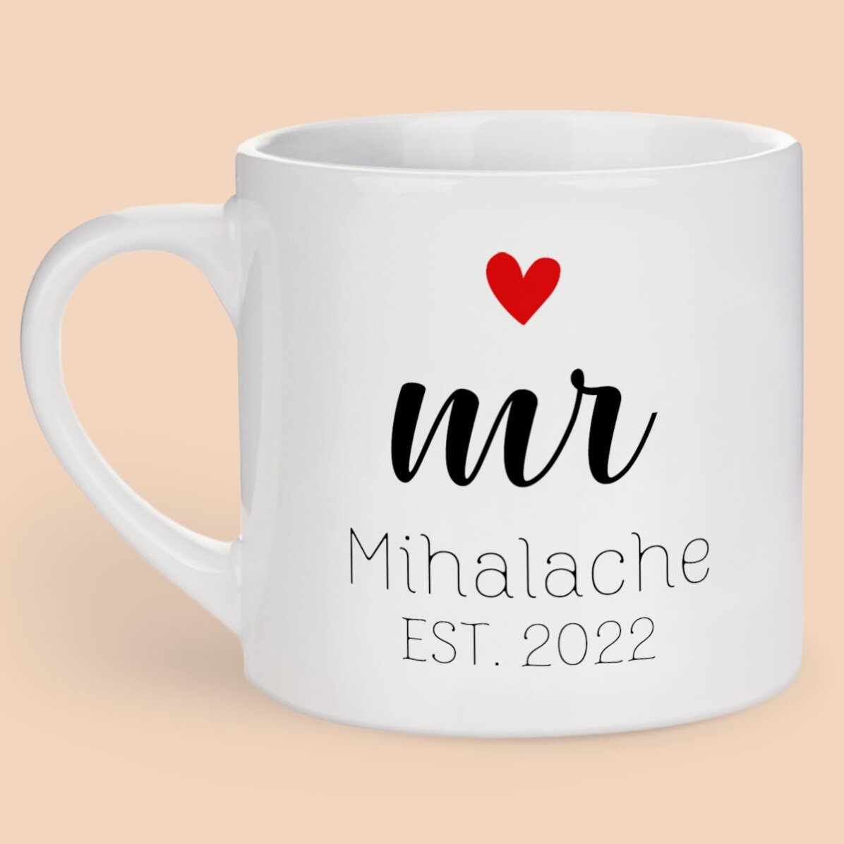Tasse à espresso personnalisée avec message - Mrs & Mr
