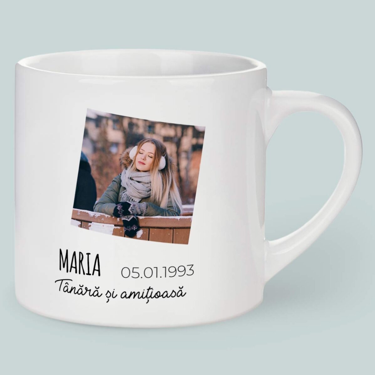 Tasse à expresso personnalisée avec photo et texte - Signe du Capricorne