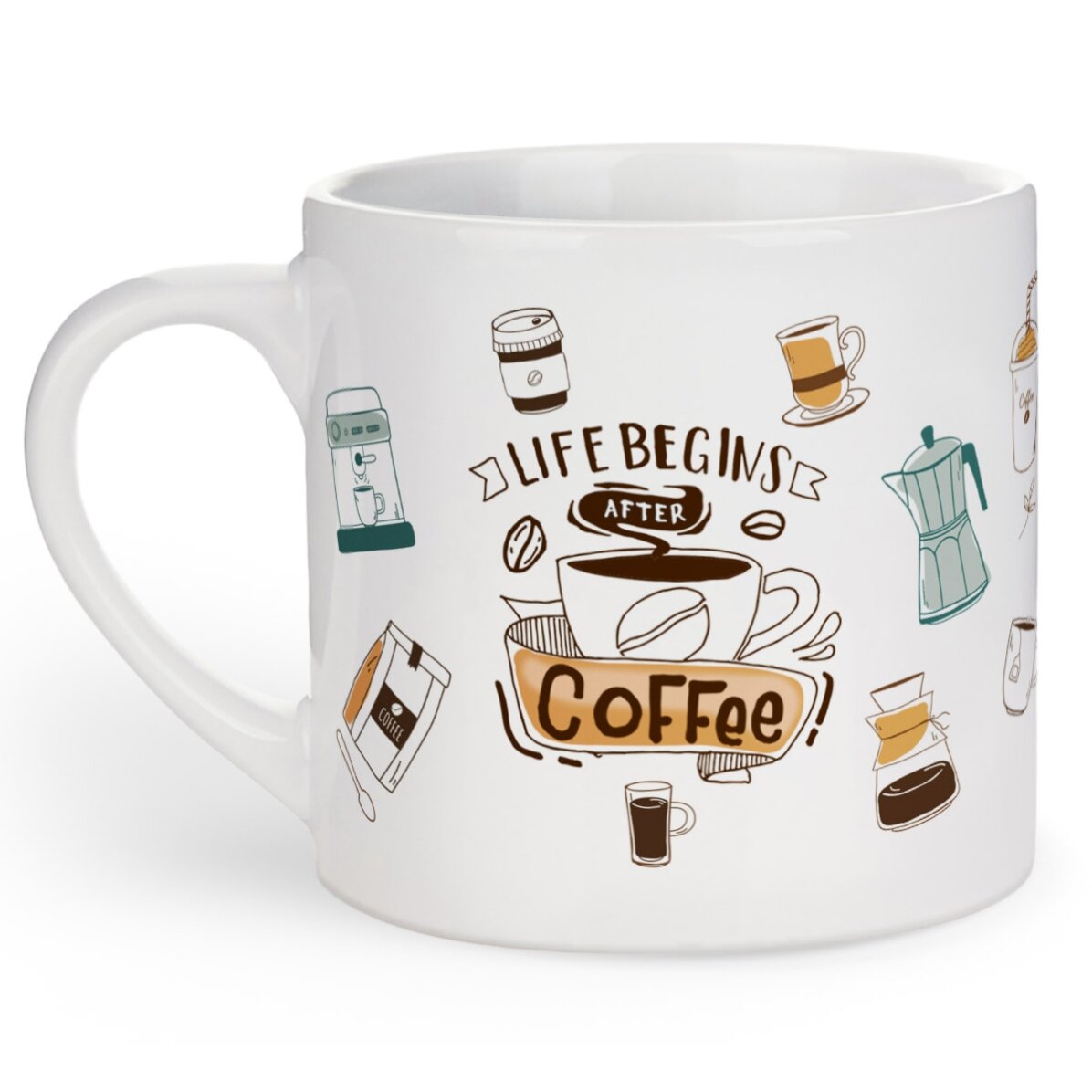 Tasse à expresso personnalisée avec inscription - « La vie commence après le café »