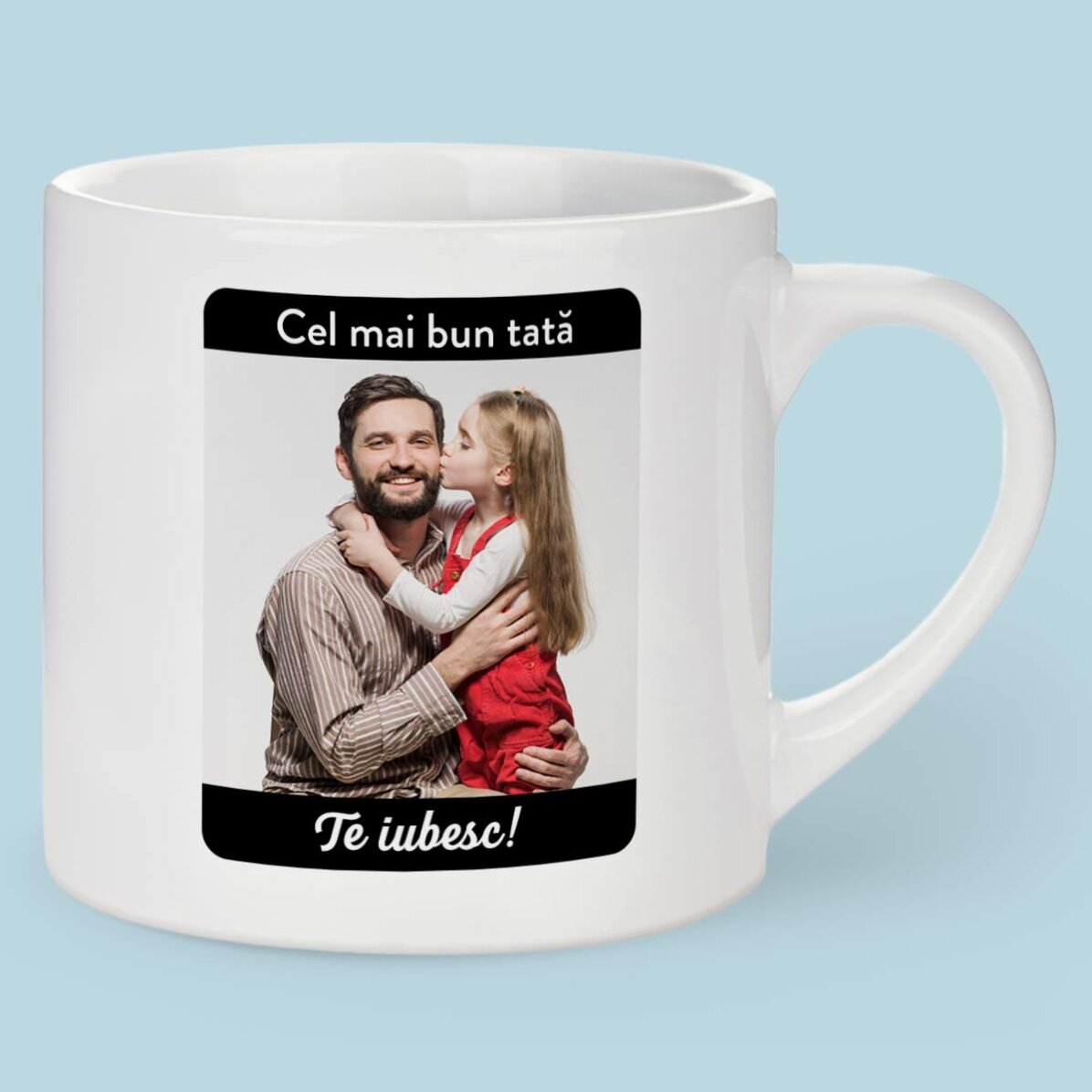 Tasse à espresso personnalisée avec texte et photo - Mon héros