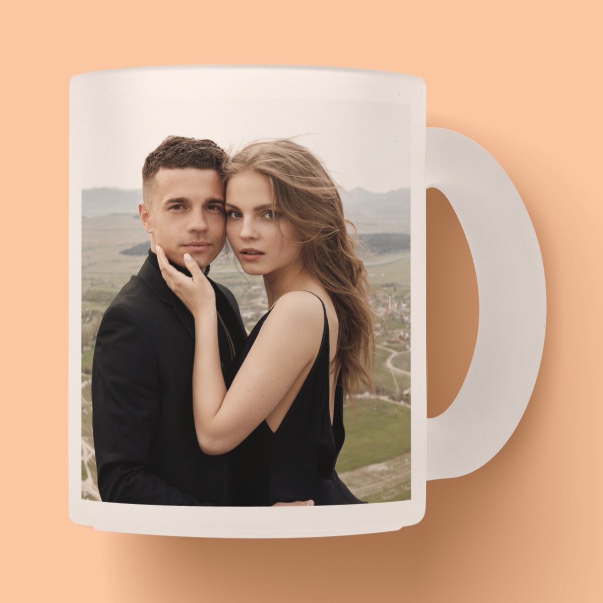 Tasse en verre mat personnalisée avec 2 photos