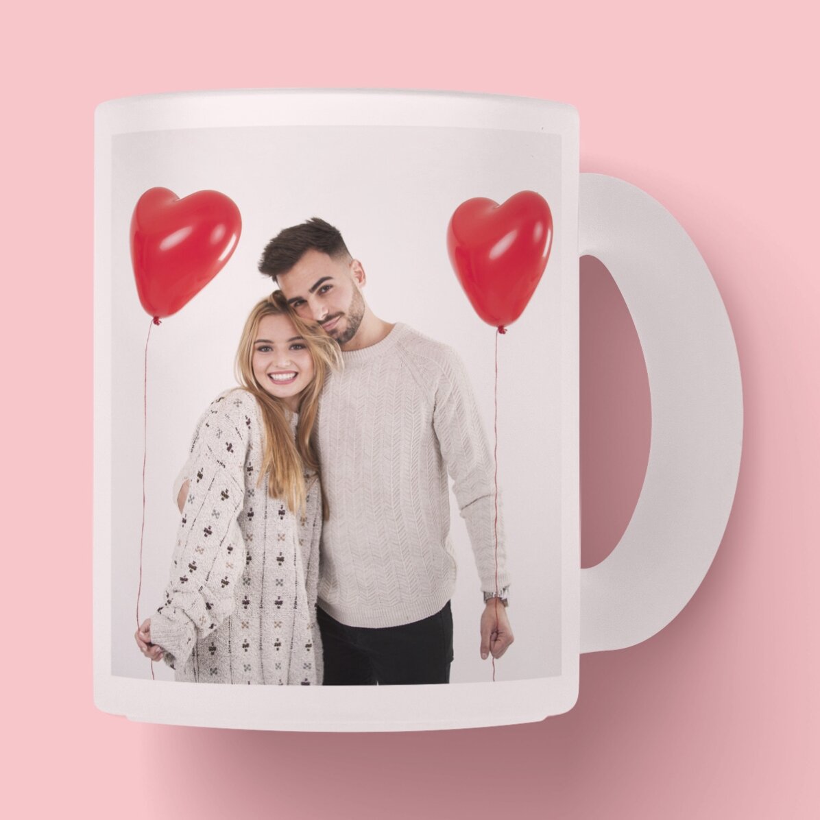 Tasse en verre mat personnalisée avec une photo et un texte