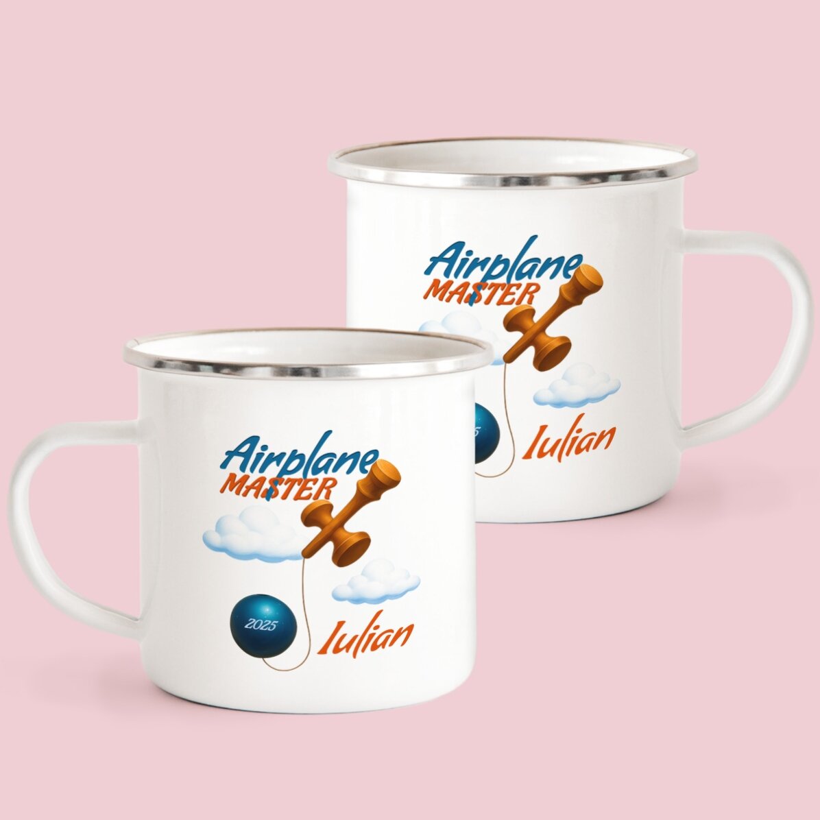 Tasse en métal émaillée personnalisée pour enfants - Airplane Master