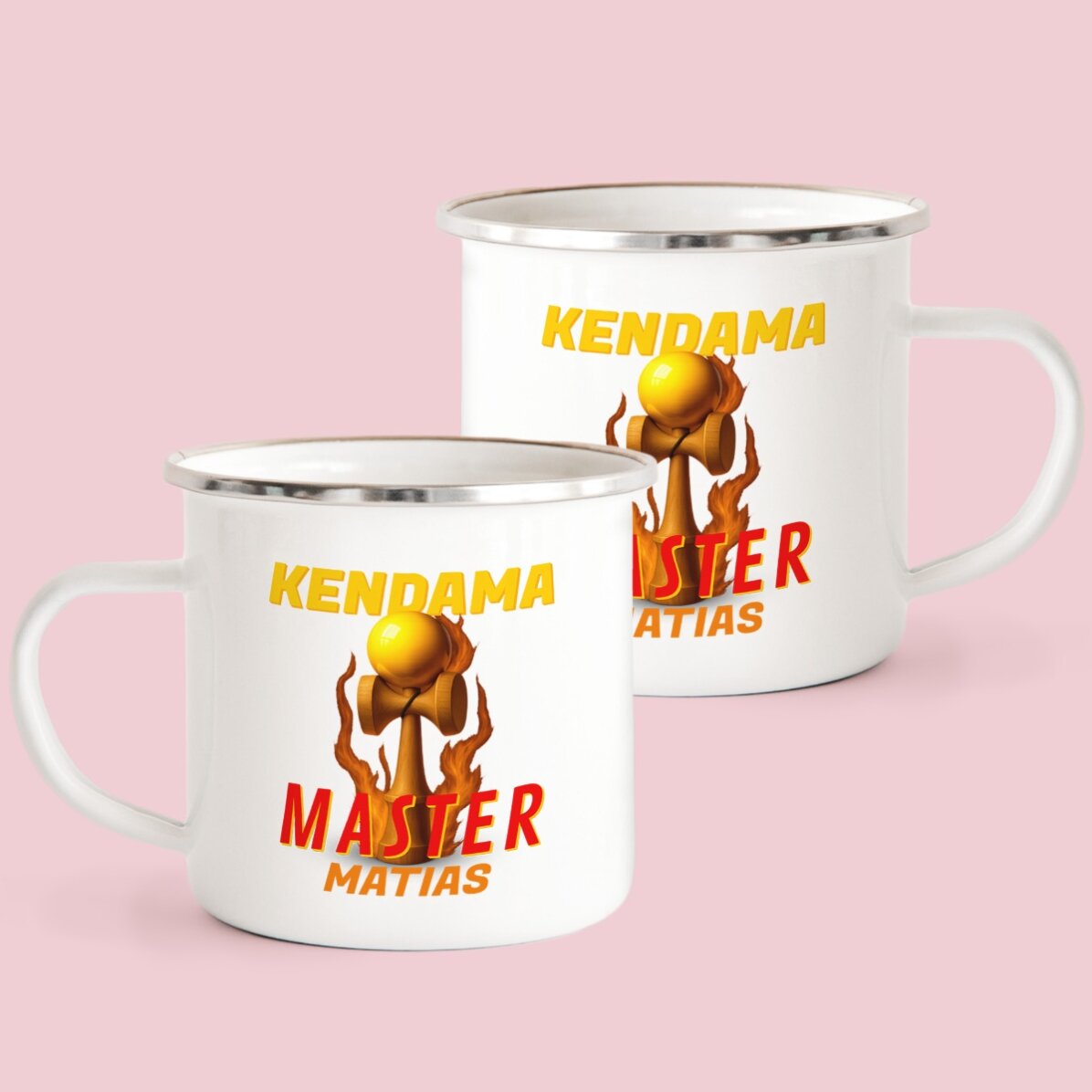 Tasse en métal émaillée avec prénom pour enfants - Kendama Master