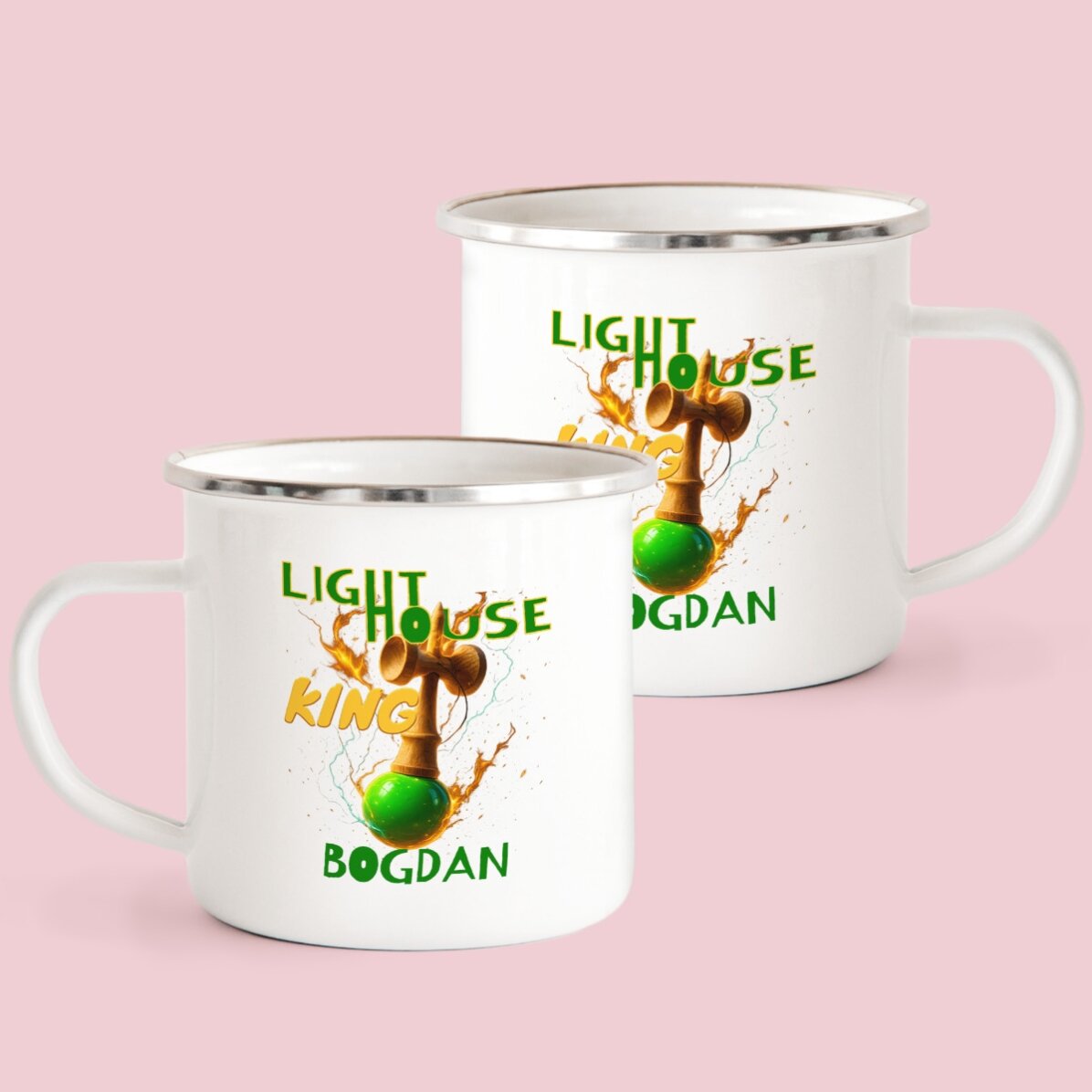 Tasse métallique émaillée personnalisée pour enfants - Lighthouse King