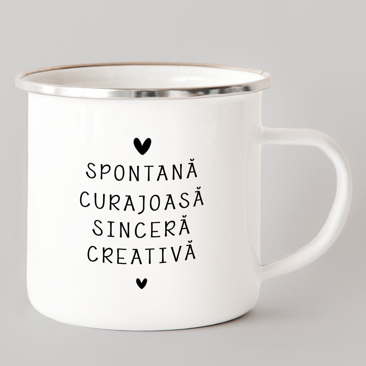 Tasse métallique émaillée personnalisée avec un message - Signe du Lion