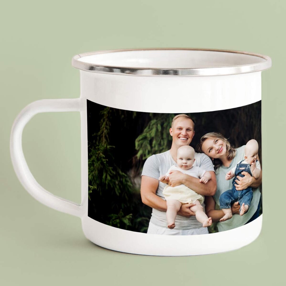 Tasse en métal émaillée personnalisée avec une photo au format paysage