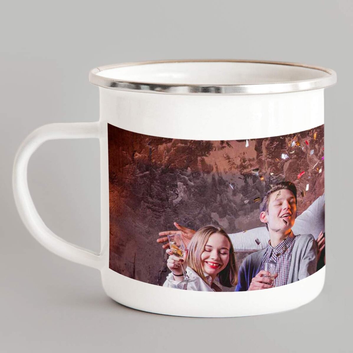 Tasse en métal émaillée personnalisée avec une photo au format paysage