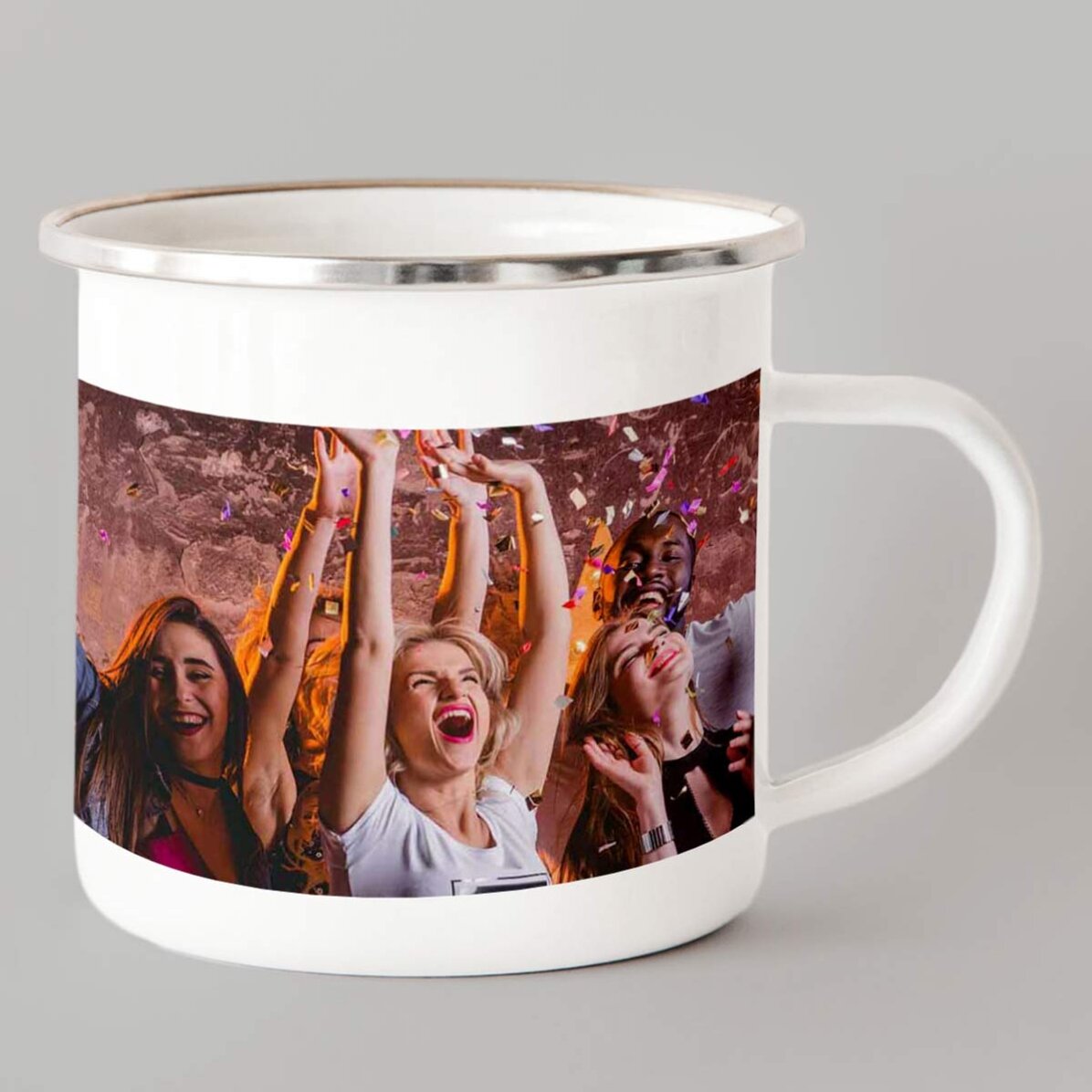 Tasse en métal émaillée personnalisée avec une photo au format paysage