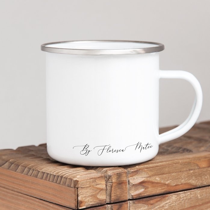 Tasse métallique émaillée personnalisée, modèle « signature »