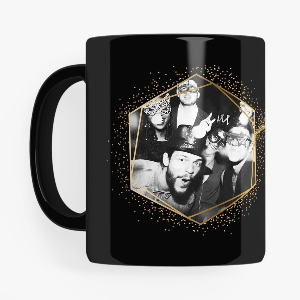 Tasse noire personnalisée avec 2 photos