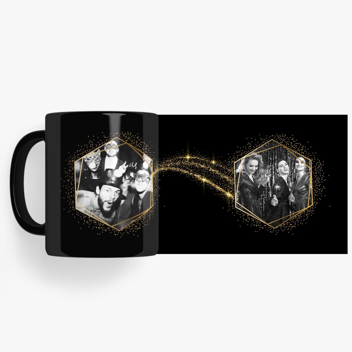 Tasse noire personnalisée avec 2 photos