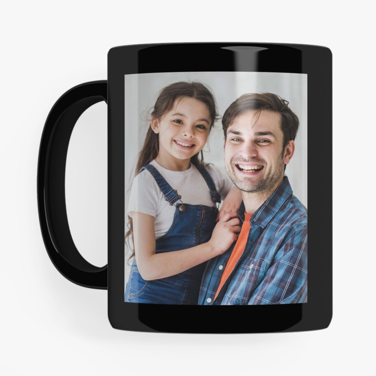 Tasse noire personnalisée avec deux photos