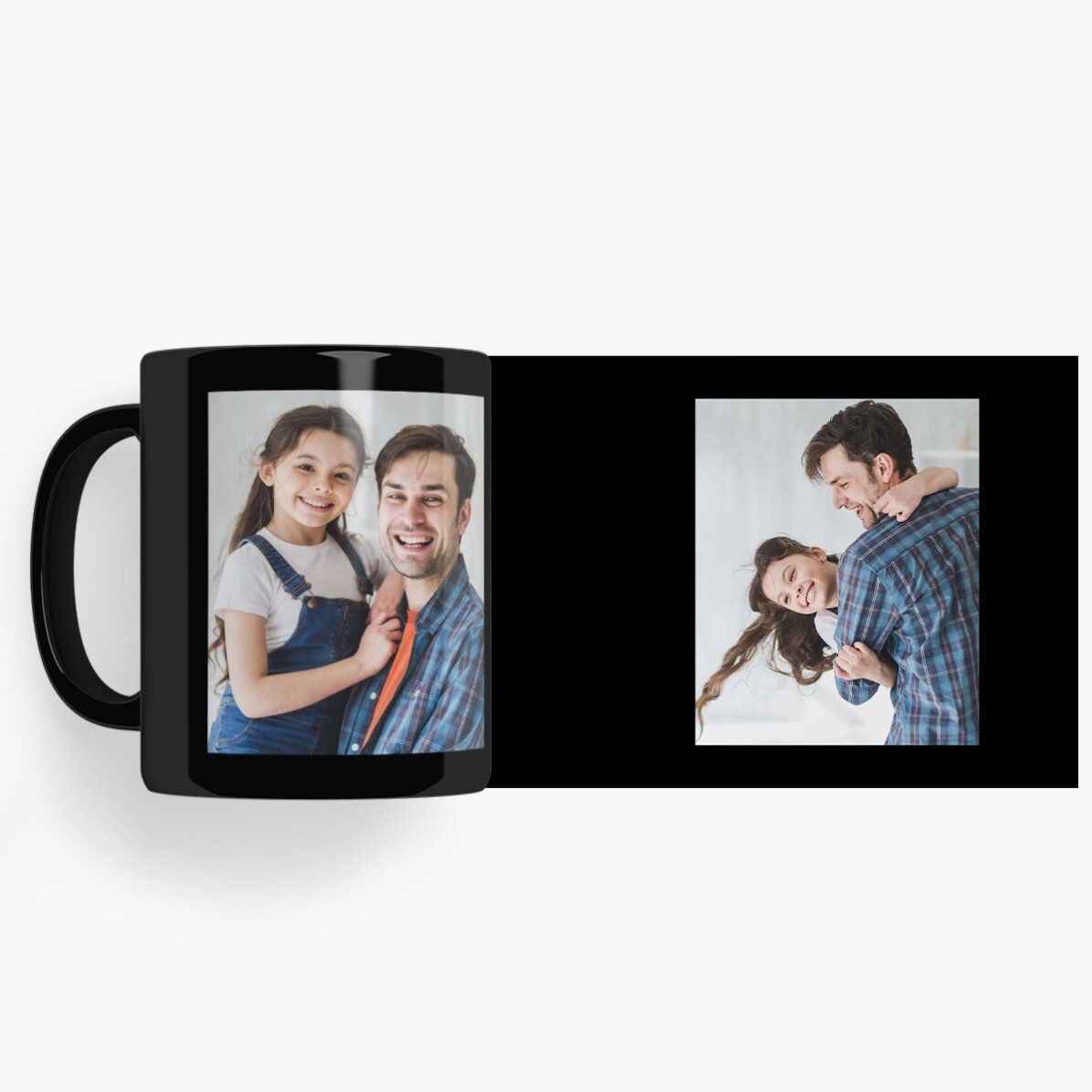 Tasse noire personnalisée avec deux photos