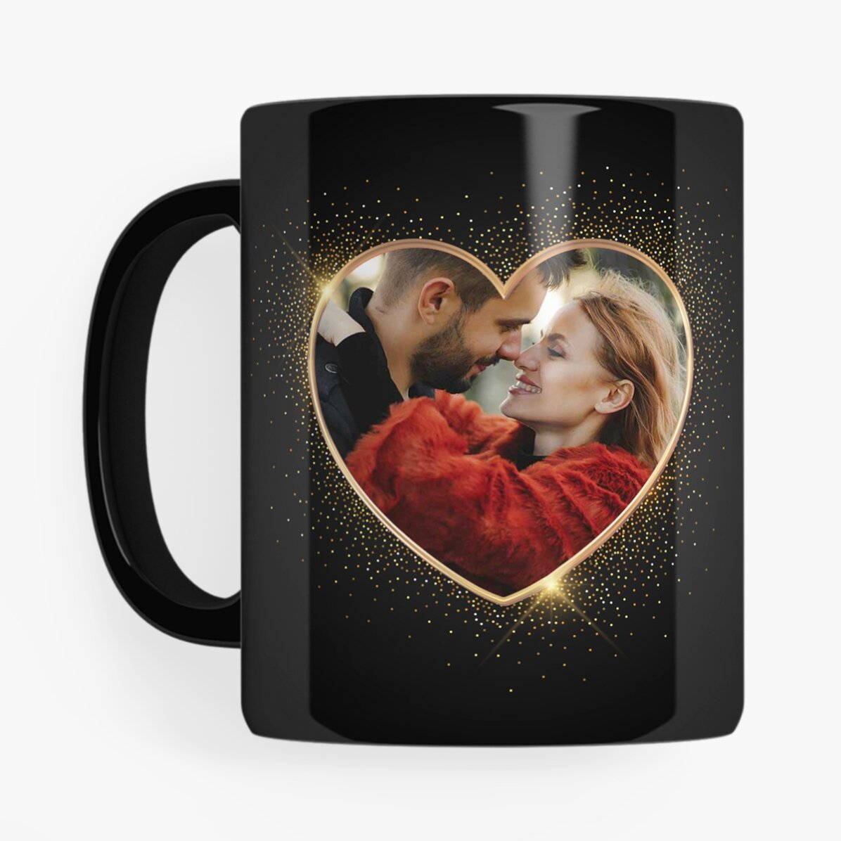 Tasse noire personnalisée avec une photo et un texte - 2 âmes