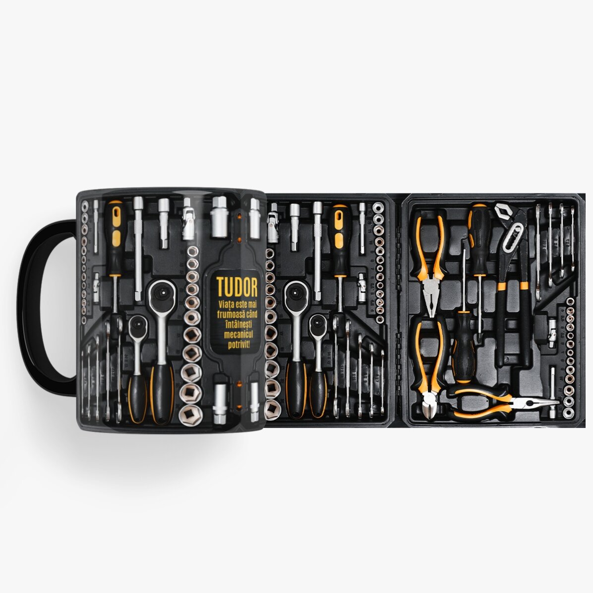 Tasse noire personnalisée avec un message pour un mécanicien