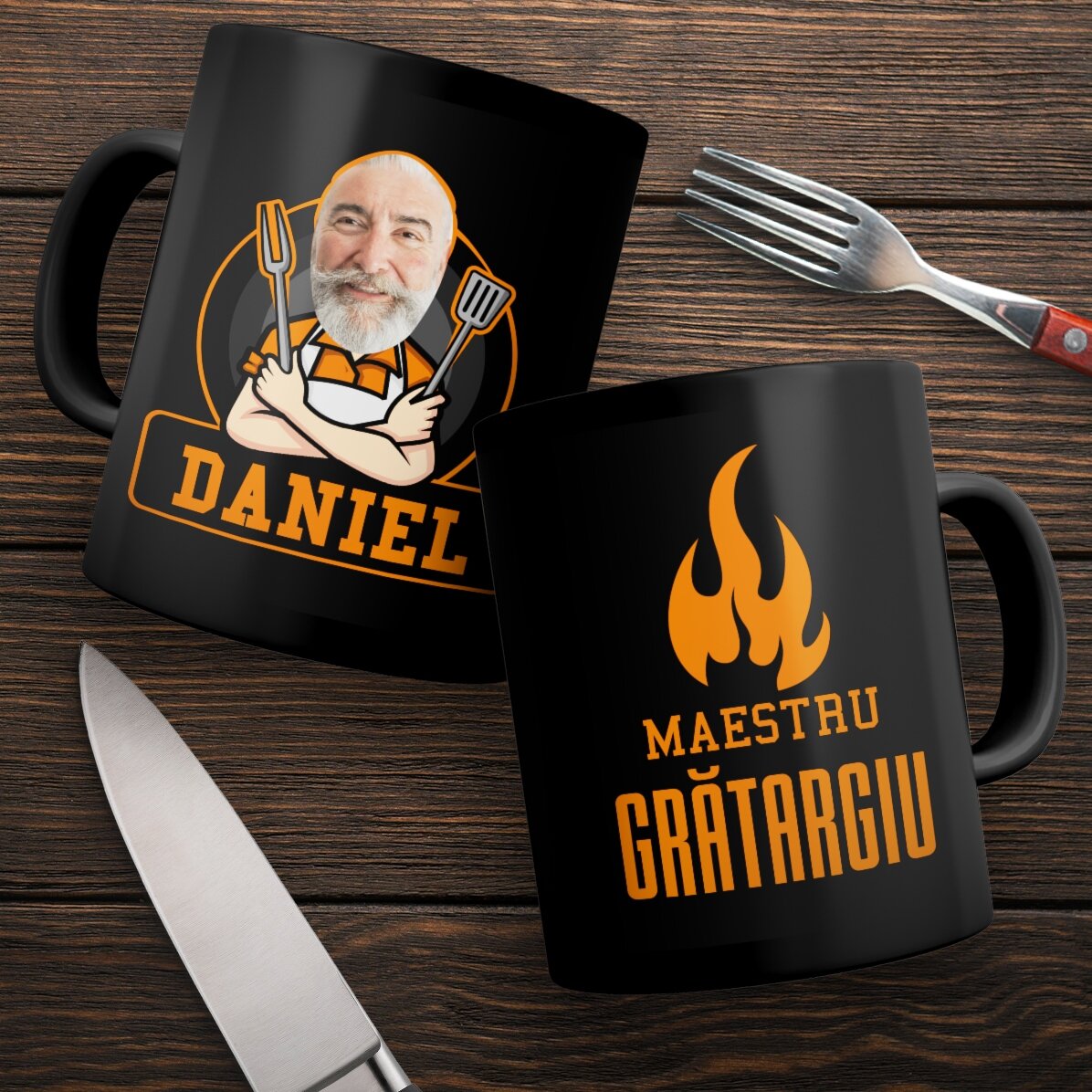 Tasse noire personnalisée avec un message pour les amateurs de barbecue