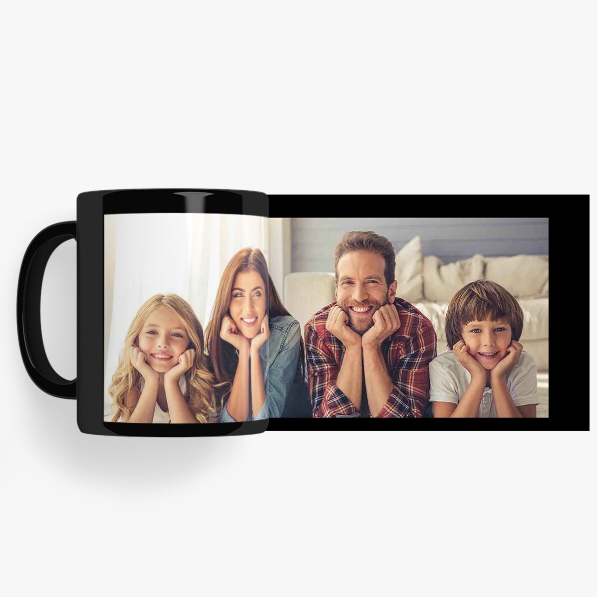 Tasse noire personnalisée avec téléchargement d