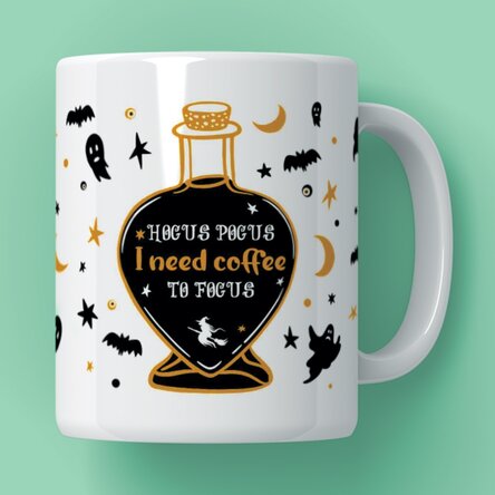 Personalised mug with text for Halloween - Hocus Pocus