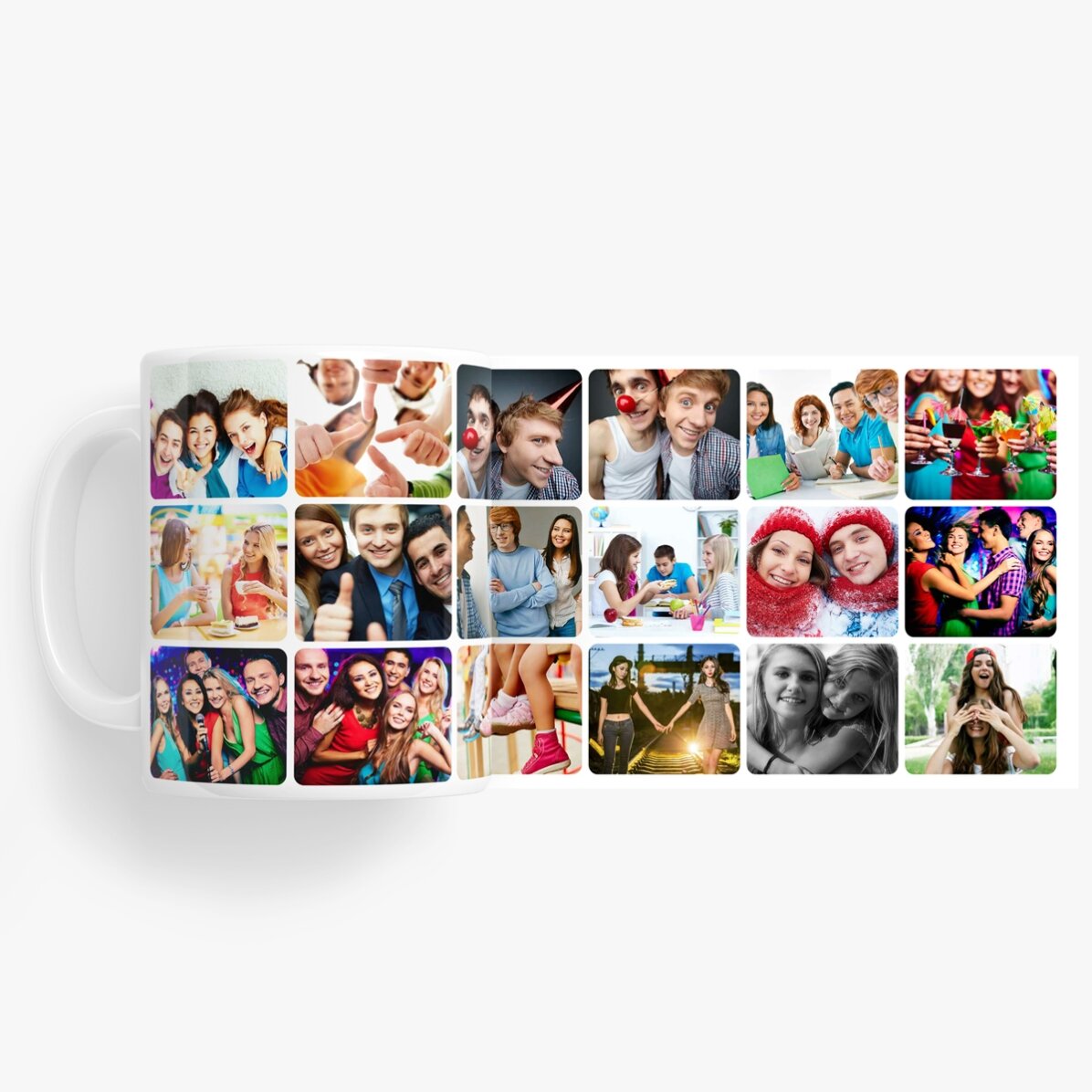 Tasse personnalisée avec un collage de 18 photos