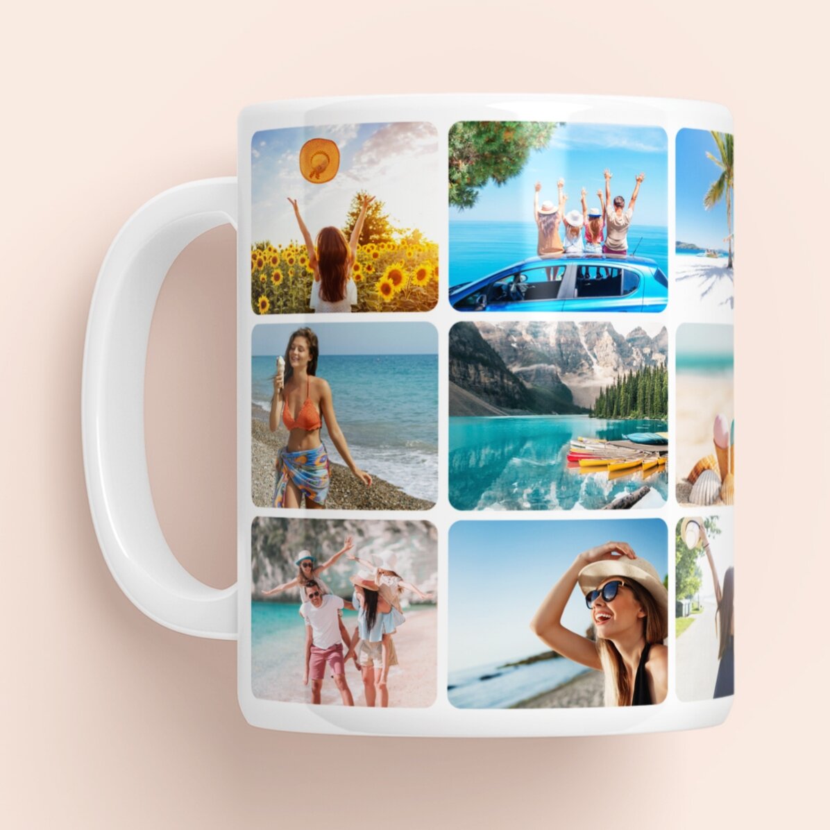 Tasse personnalisée avec un collage de 18 photos