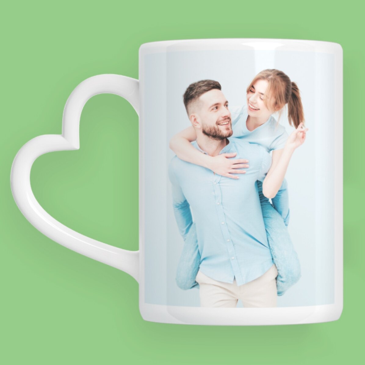 Tasse personnalisée avec 2 photos - modèle avec anse en forme de cœur
