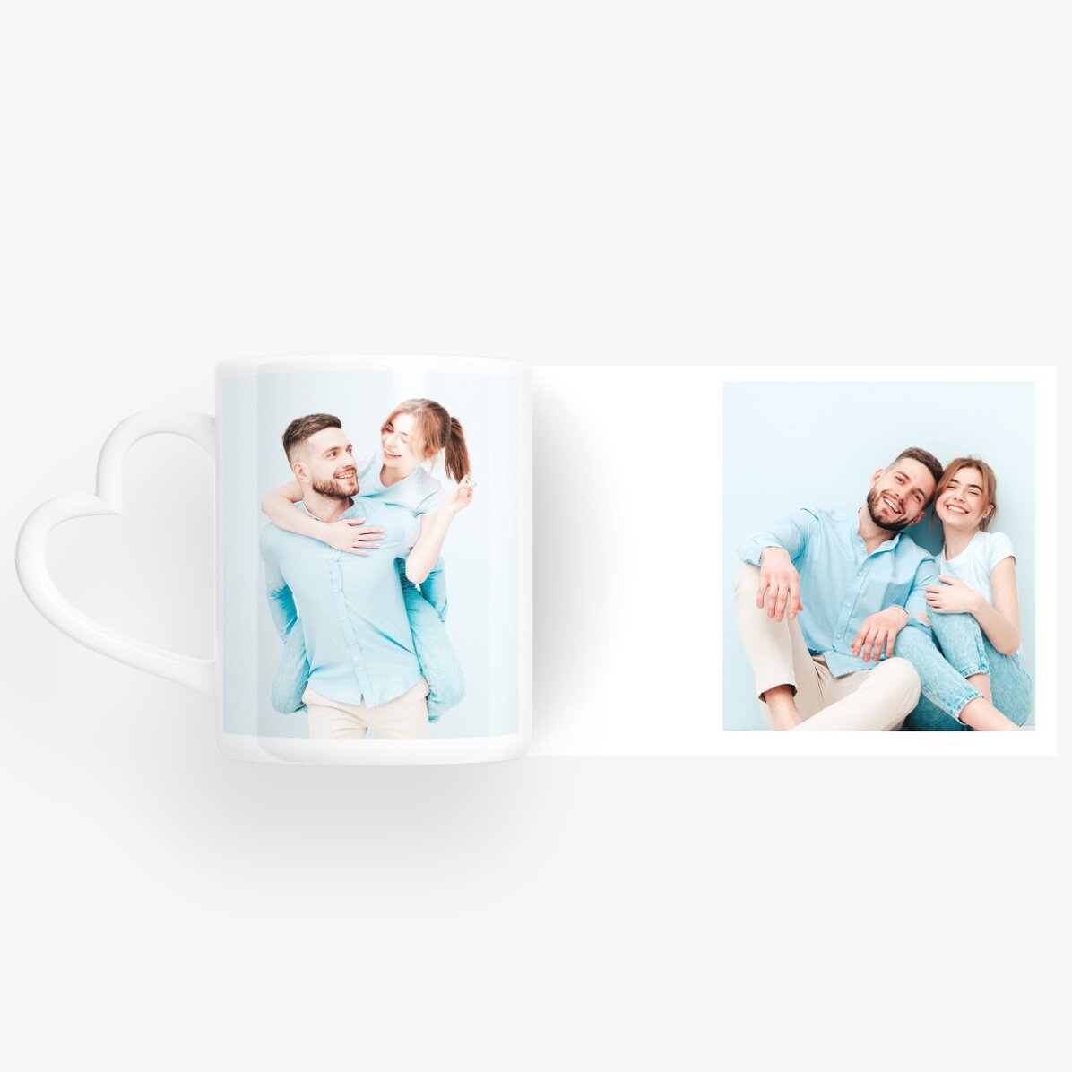 Tasse personnalisée avec 2 photos - modèle avec anse en forme de cœur