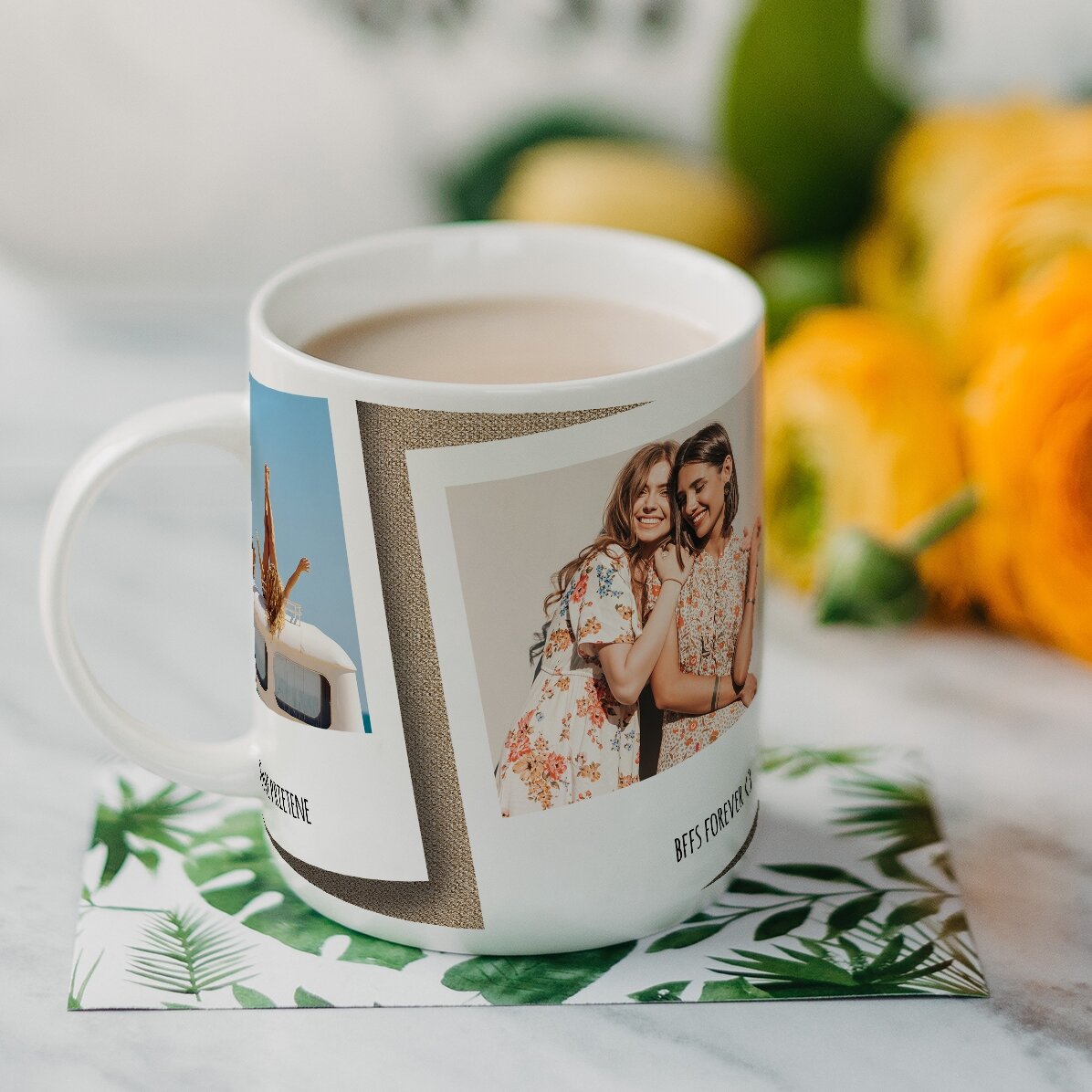 Tasse personnalisée avec 2 photos et un texte - Des souvenirs inoubliables