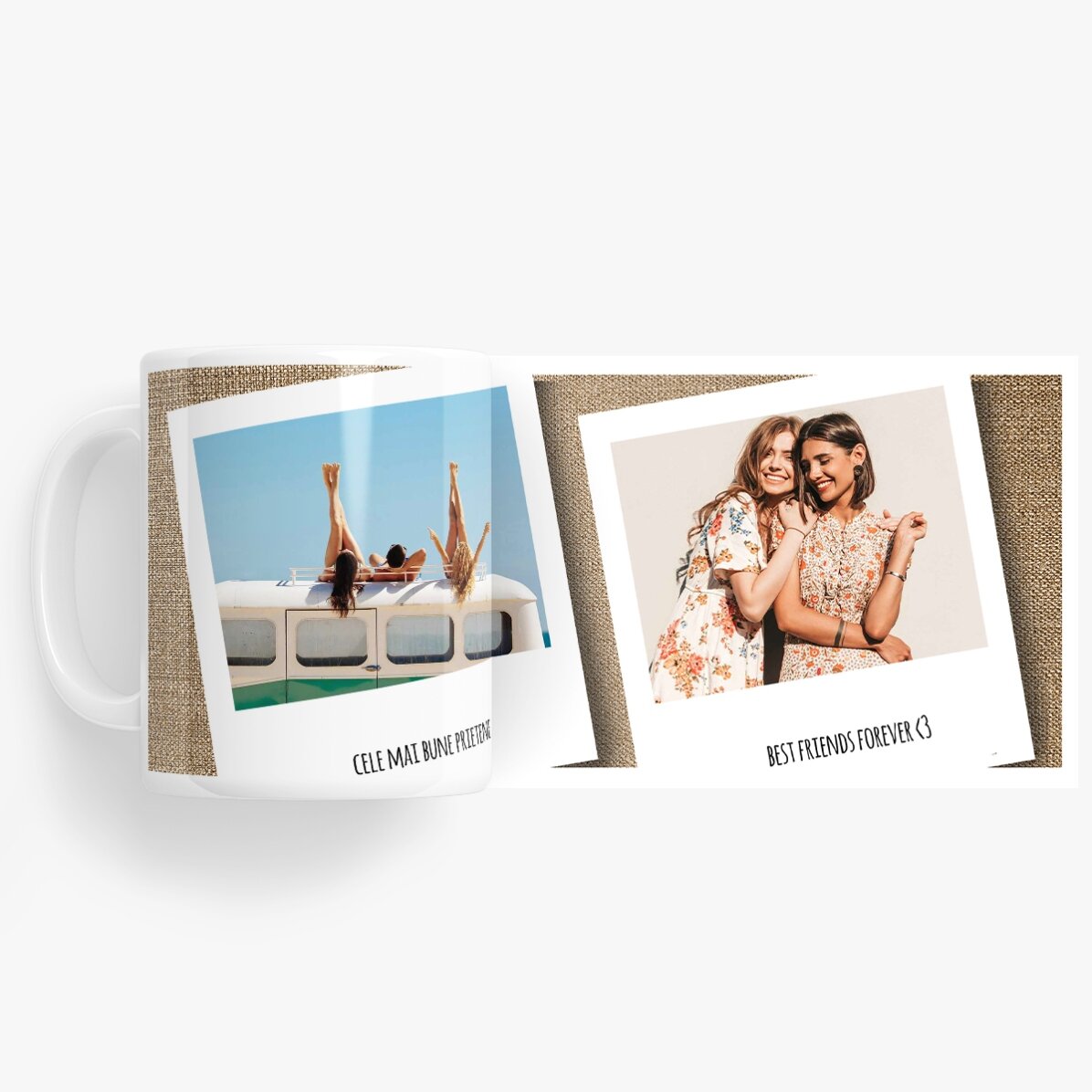 Tasse personnalisée avec 2 photos et un texte - Des souvenirs inoubliables