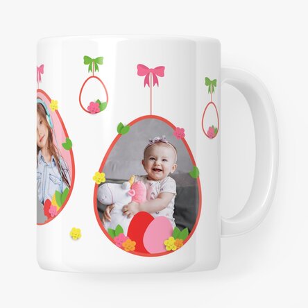 Personalised mug with 2 photos and text - Happy Easter