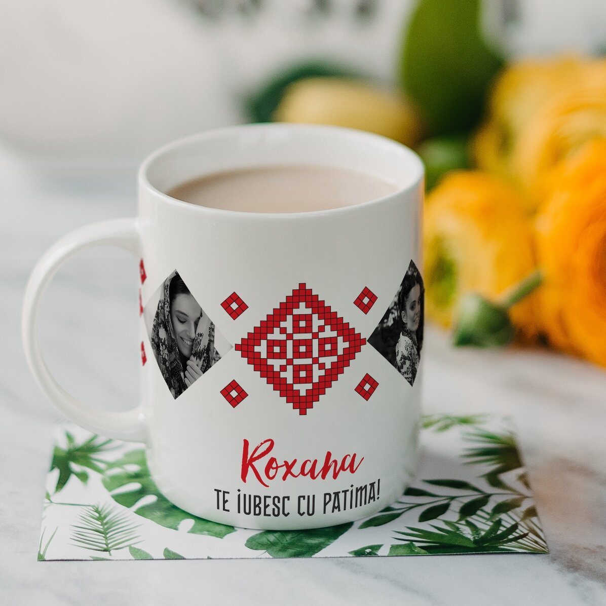 Tasse personnalisée avec 2 photos et un texte - Je t