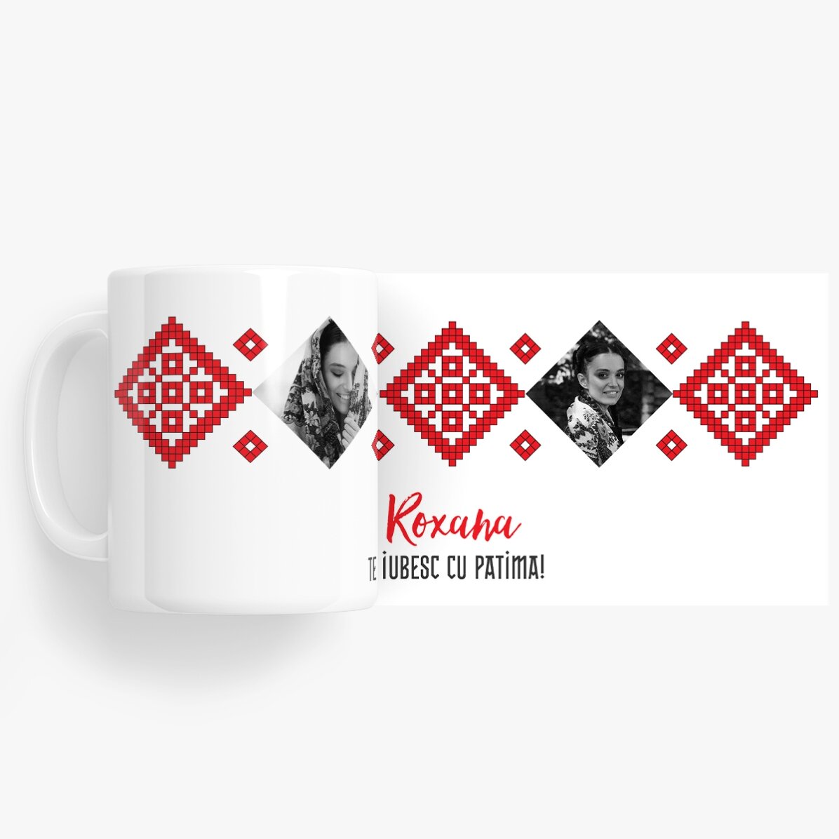 Tasse personnalisée avec 2 photos et un texte - Je t
