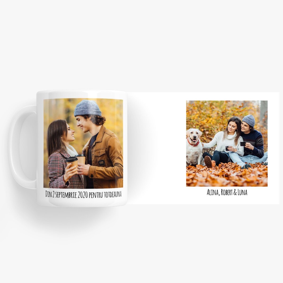 Tasse personnalisée avec 2 photos et un texte