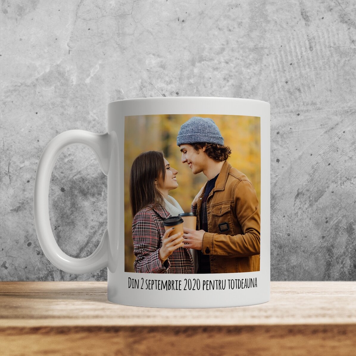 Tasse personnalisée avec 2 photos et un texte