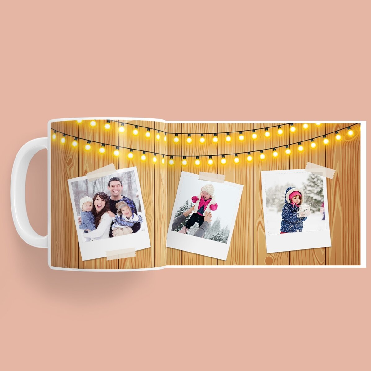 Tasse personnalisée avec 3 photos de Noël