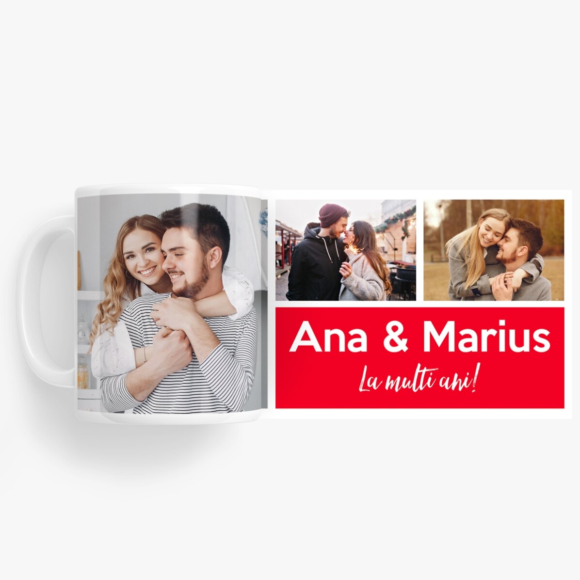 Tasse personnalisée avec 3 photos et un texte