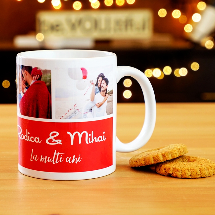 Tasse personnalisée avec 3 photos et un texte