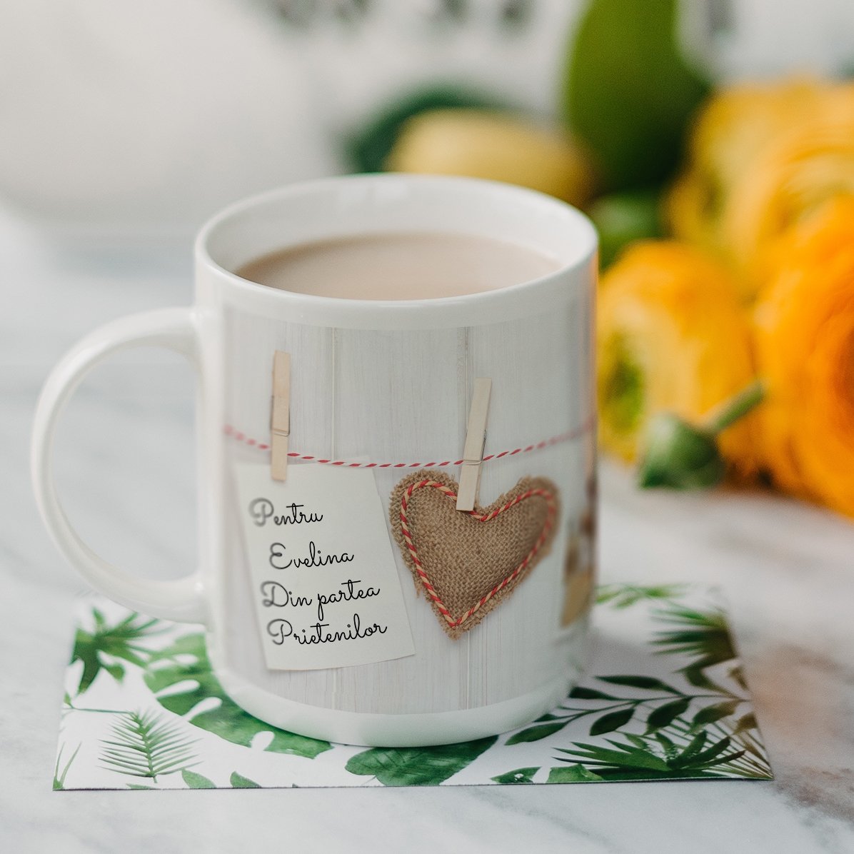 Tasse personnalisée avec 3 photos de style Polaroid