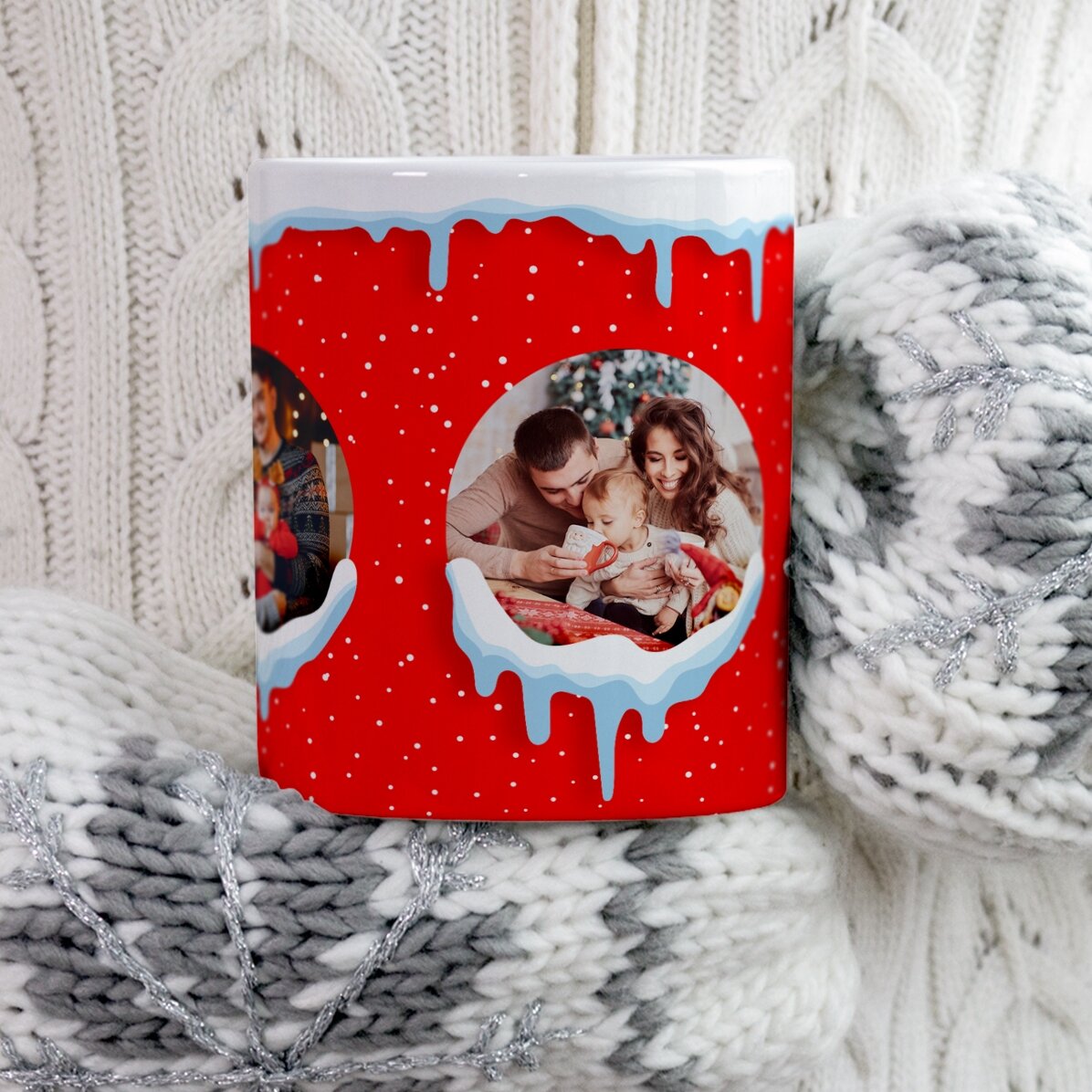 Tasse personnalisée avec 3 photos - Neige