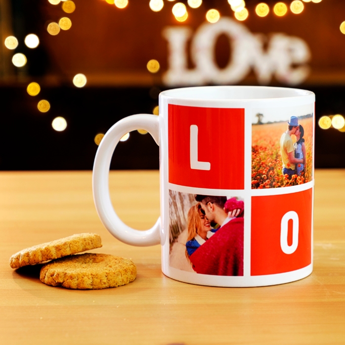 Tasse personnalisée avec 4 photos « love »