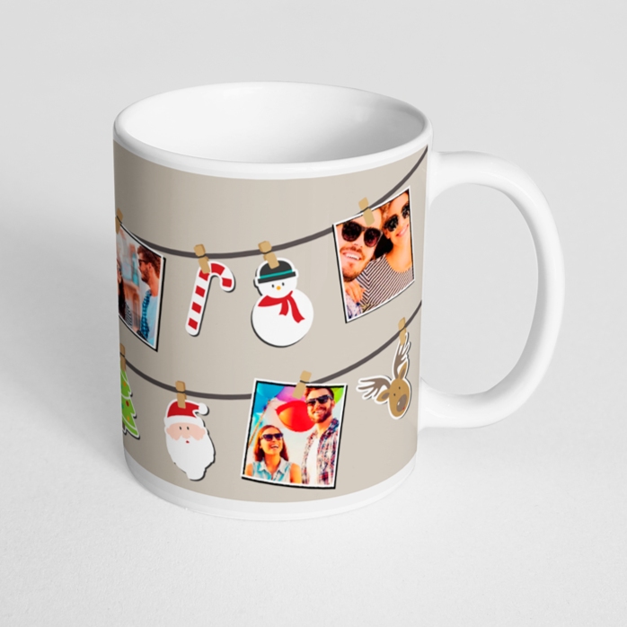 Tasse personnalisée avec 4 photos - modèle de Noël