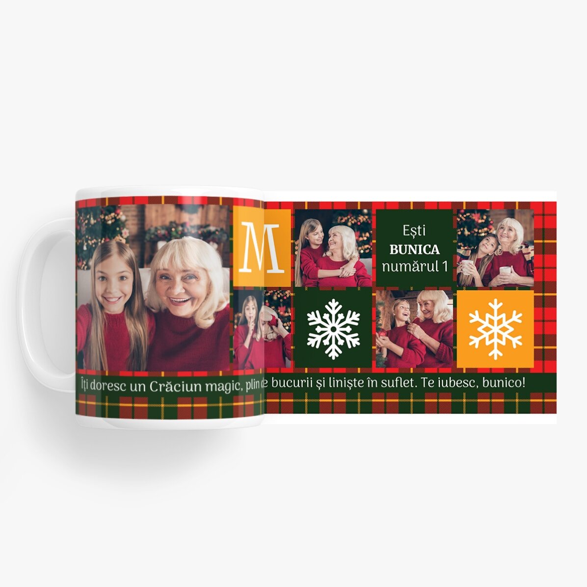 Tasse personnalisée avec 5 photos et un texte - Esprit de Noël