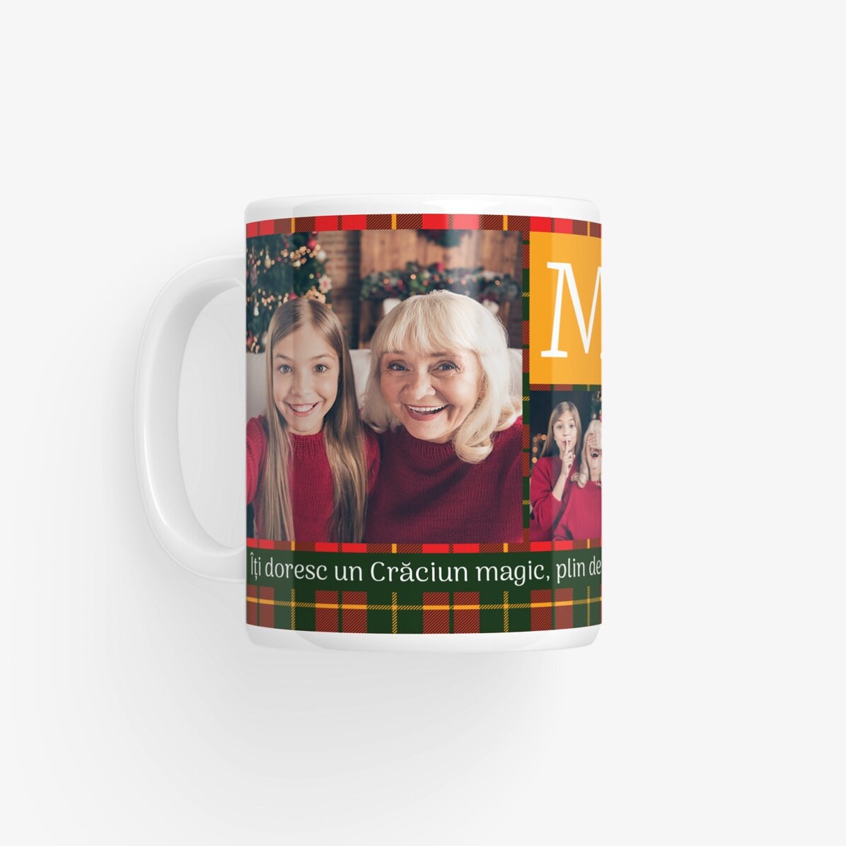 Tasse personnalisée avec 5 photos et un texte - Esprit de Noël