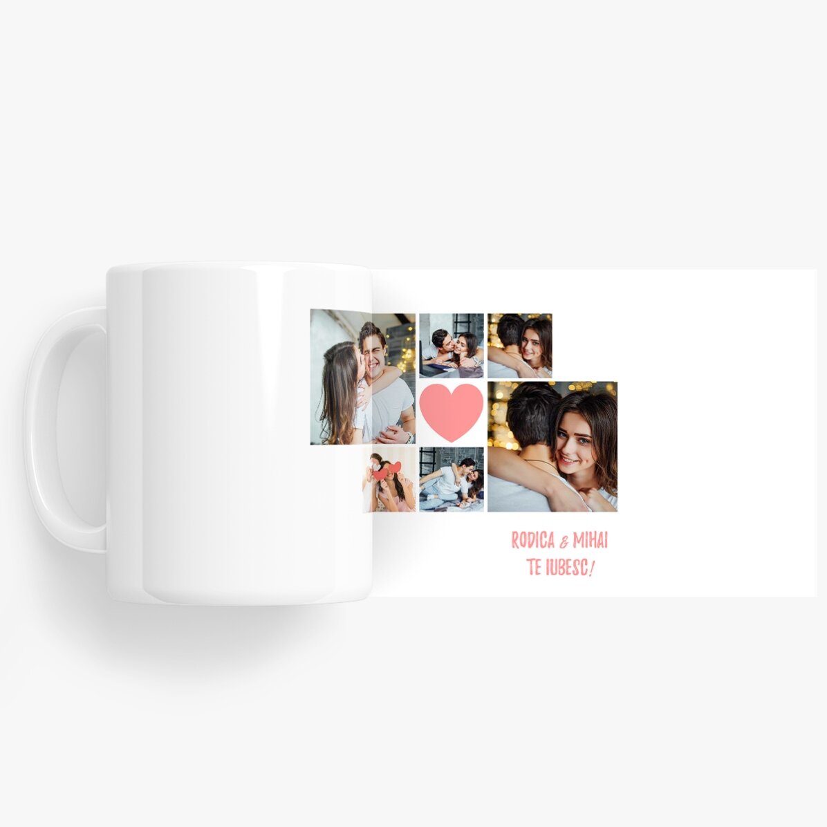 Tasse personnalisée avec 6 photos et un texte - Moments en couple