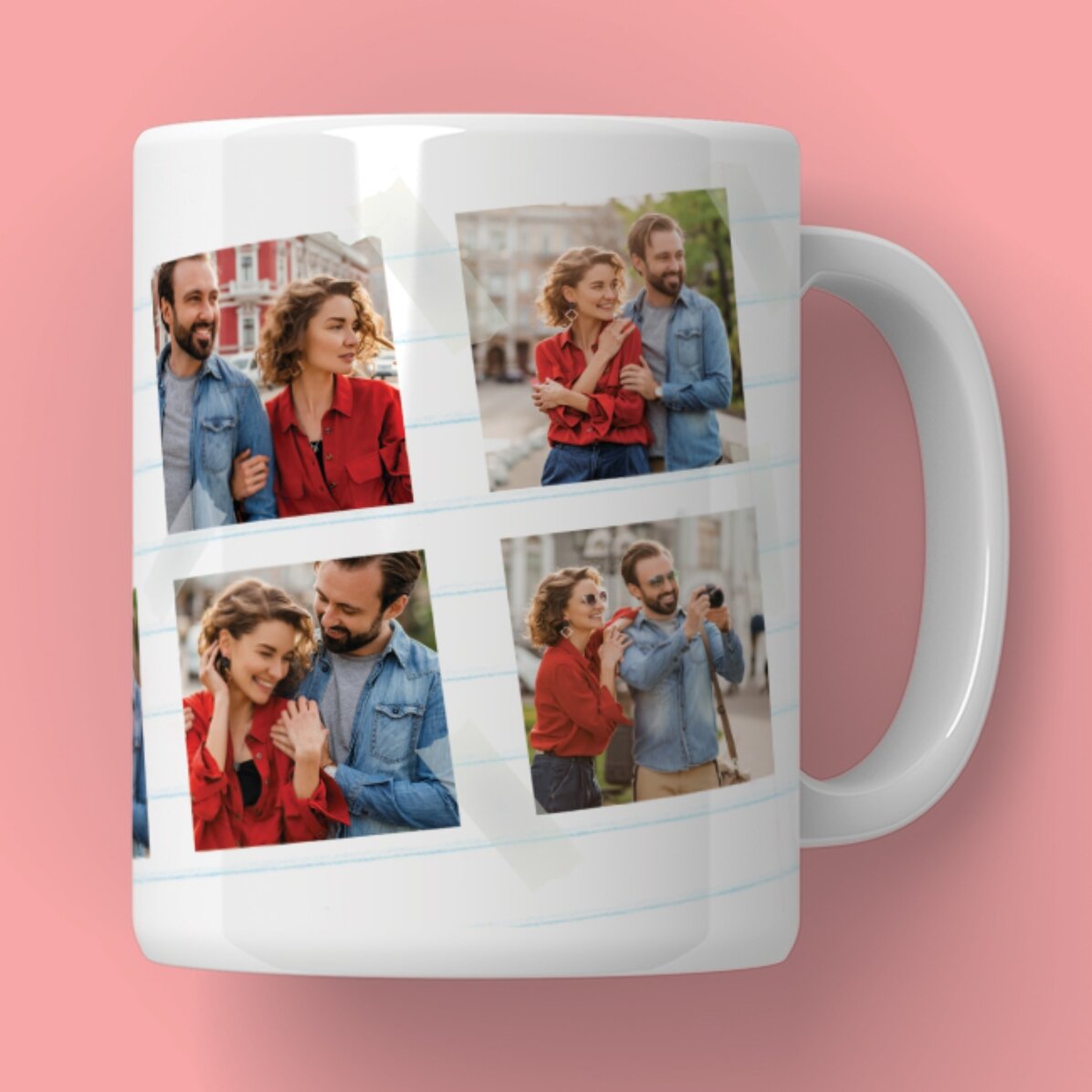 Tasse personnalisée avec 6 photos et un texte classique