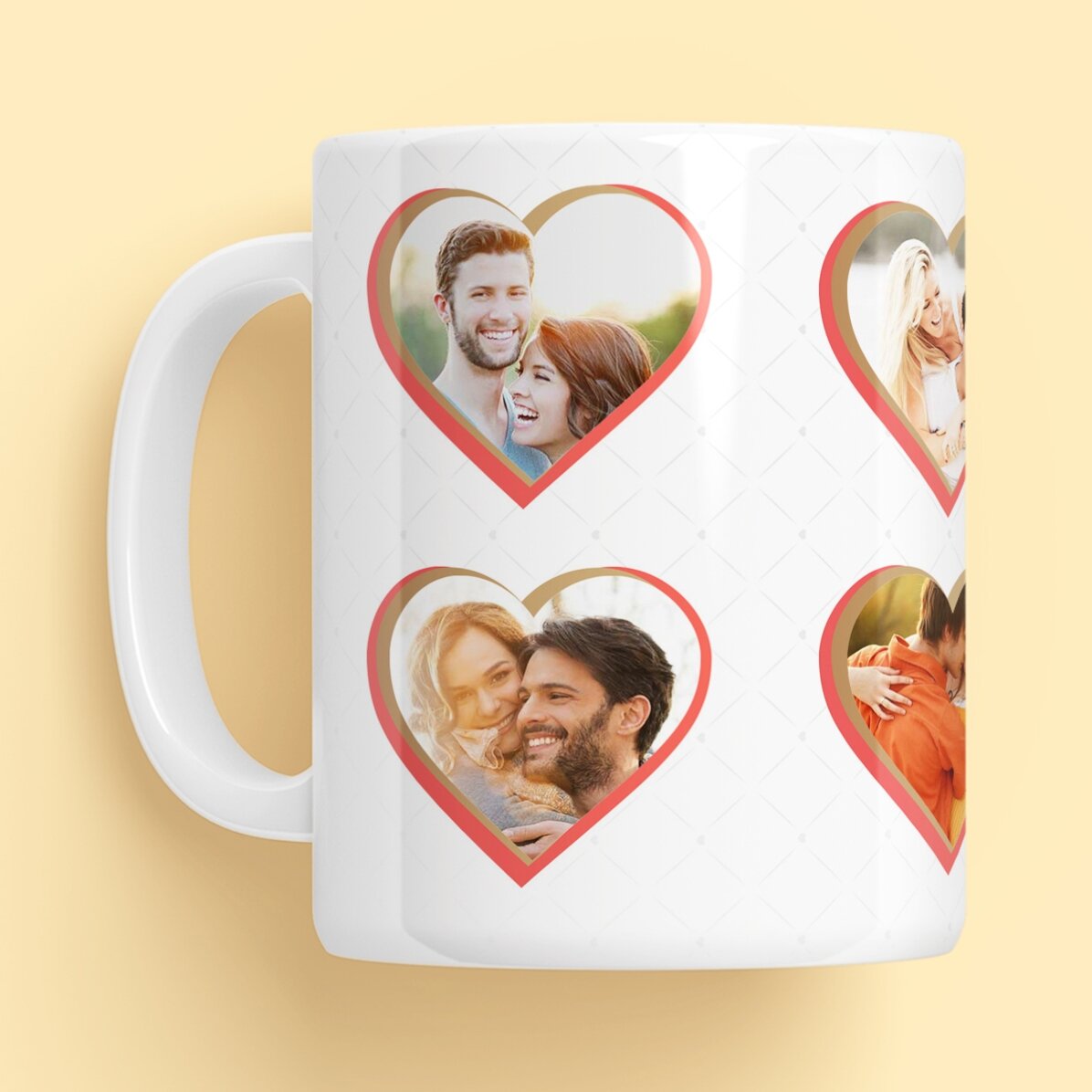 Tasse personnalisée avec 8 photos en forme de cœur