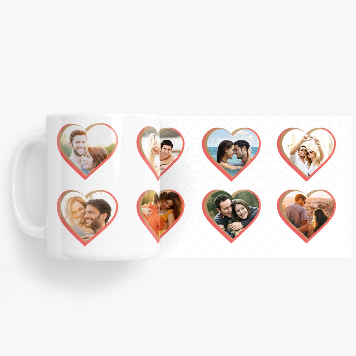 Tasse personnalisée avec 8 photos en forme de cœur