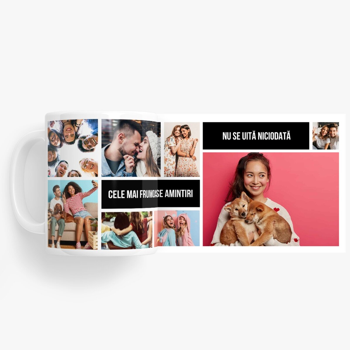Tasse personnalisée avec 8 photos et un texte - Les plus beaux souvenirs